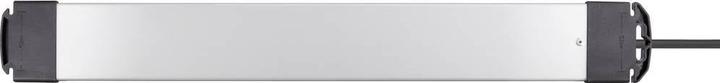 Actual product image Sygonix SY-4755614Surge protection socket strip silver black earthing contact 1 pc. (8x, CEE 7/3, 1.40 m)