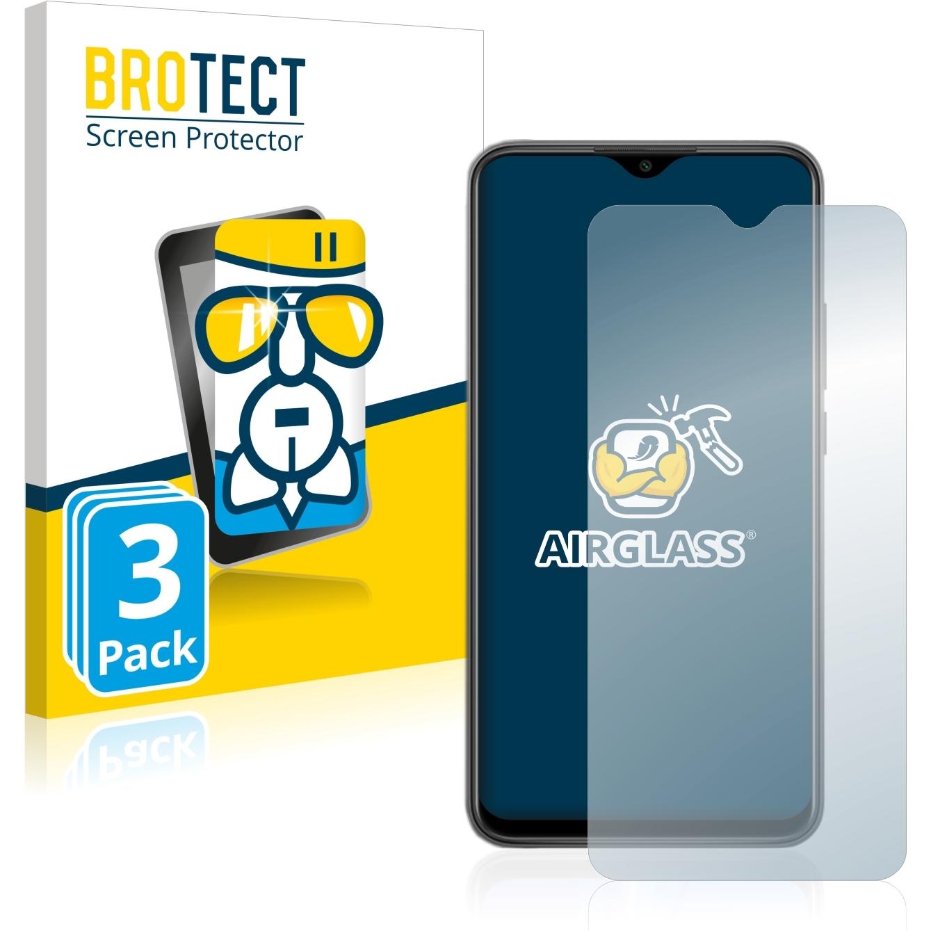 BROTECT AirGlass Panzerglasfolie (3 Stück, Xiaomi Redmi 9), Smartphone Schutzfolie, Transparent