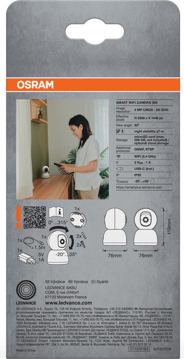 Produktbild Osram SMART+ WIFI CAMERA 360 White (2560 x 1440 Pixels)