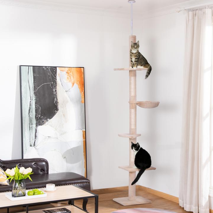 Image du produit PawHut Arbre à chat à hauteur de plafond (260 cm, Beige)