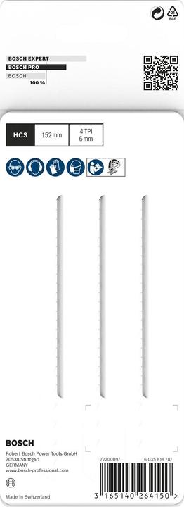 Actual product image Bosch Professional Zubehör PRO Wood precise T344DP Jigsaw blade, 152 mm, 3 pcs.