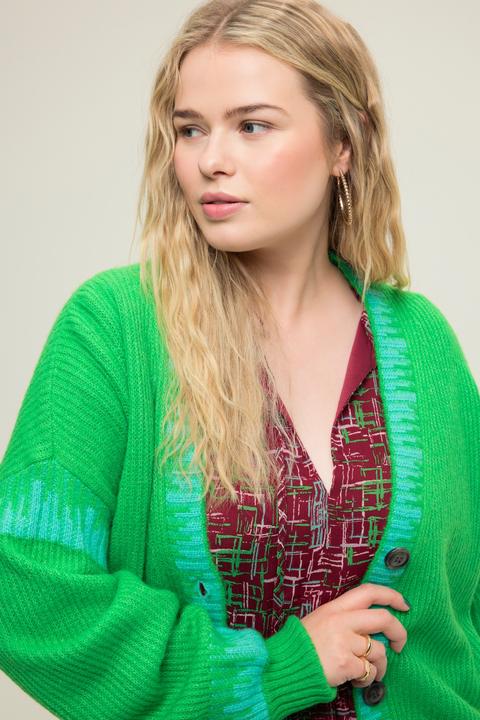 Produktbild Studio Untold Strickjacke, oversized, Color-Akzente, V-Ausschnitt, Ballon-Langarm (58)