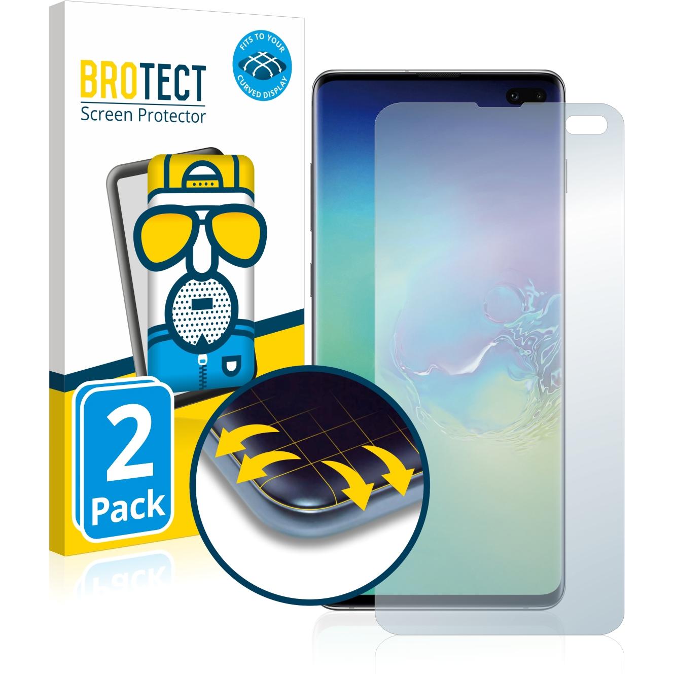 BROTECT Full-Cover Displayschutz Matt (2 Stück, Samsung Galaxy S10+), Smartphone Schutzfolie, Grau