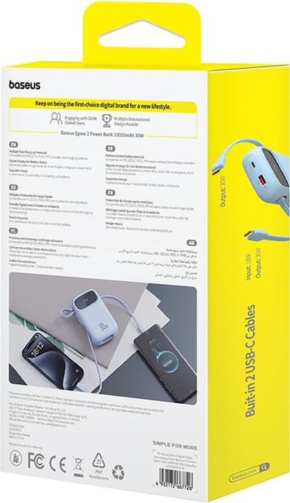 Actual product image Baseus Powerbank QPow 2 10000mAh 30W 2xUSB-C (blue) (10000 mAh, 30 W, 37 Wh)