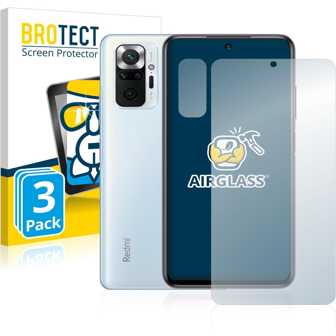 BROTECT AirGlass Panzerglasfolie (3 Stück, Xiaomi Redmi Note 10 Pro), Smartphone Schutzfolie, Transparent