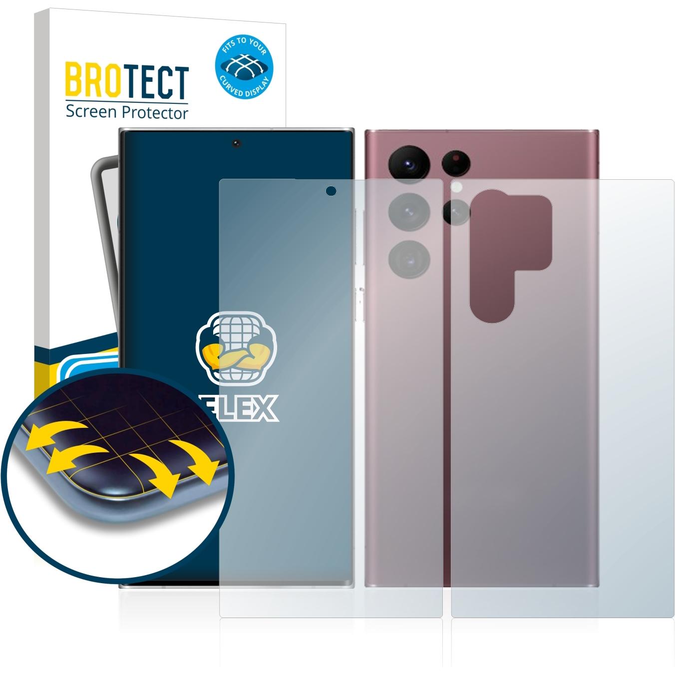 BROTECT Full-Cover Displayschutz (2 Stück, Samsung Galaxy S22 Ultra (5G)), Smartphone Schutzfolie, Transparent