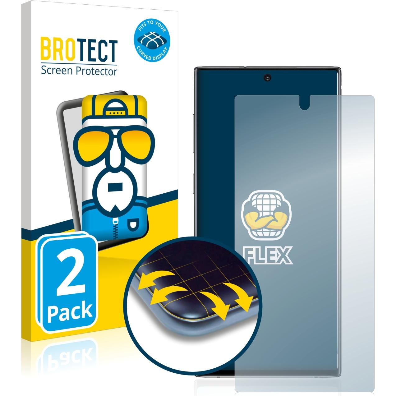 BROTECT Full-Cover Displayschutz (2 Stück, Samsung Galaxy Note 10), Smartphone Schutzfolie, Transparent