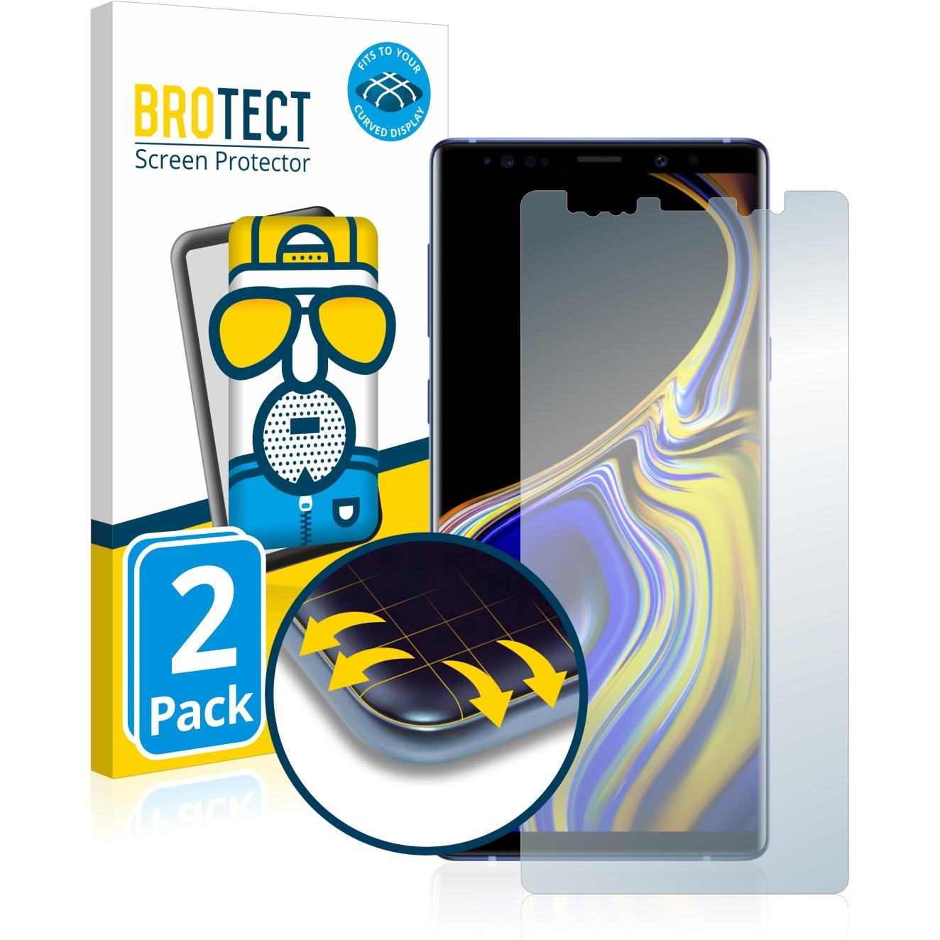 BROTECT Full-Cover Displayschutz Matt (2 Stück, Samsung Galaxy Note 9), Smartphone Schutzfolie, Grau