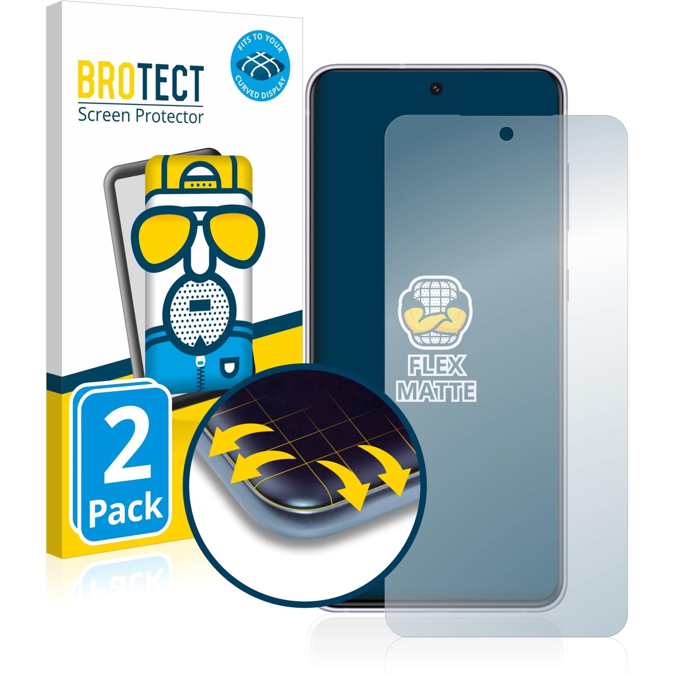 BROTECT Full-Cover Displayschutz Matt (2 Stück, Samsung Galaxy S21 FE 5G), Smartphone Schutzfolie, Grau