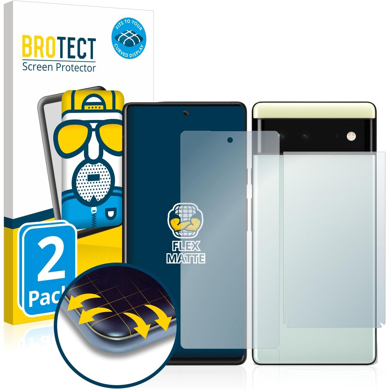 BROTECT Full-Cover Displayschutz Matt (2 Stück, Google Pixel 6), Smartphone Schutzfolie, Grau