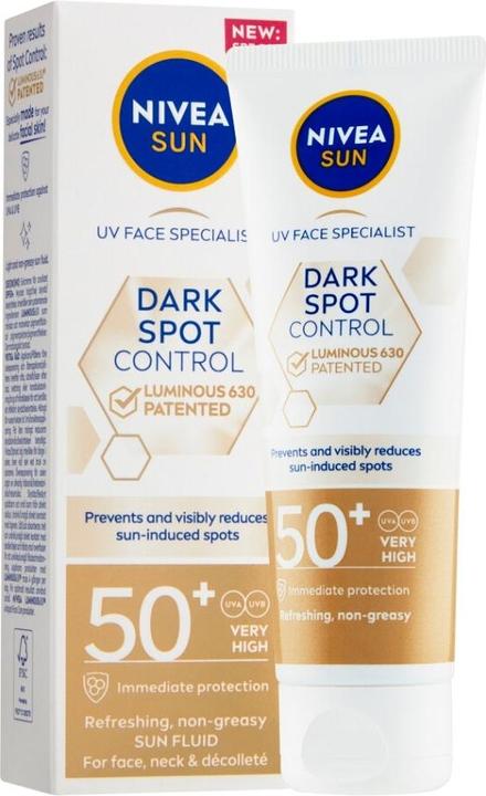 Actual product image NIVEA Sun Dark Spot Control Sun Fluid (SPF 50+, 40 ml)