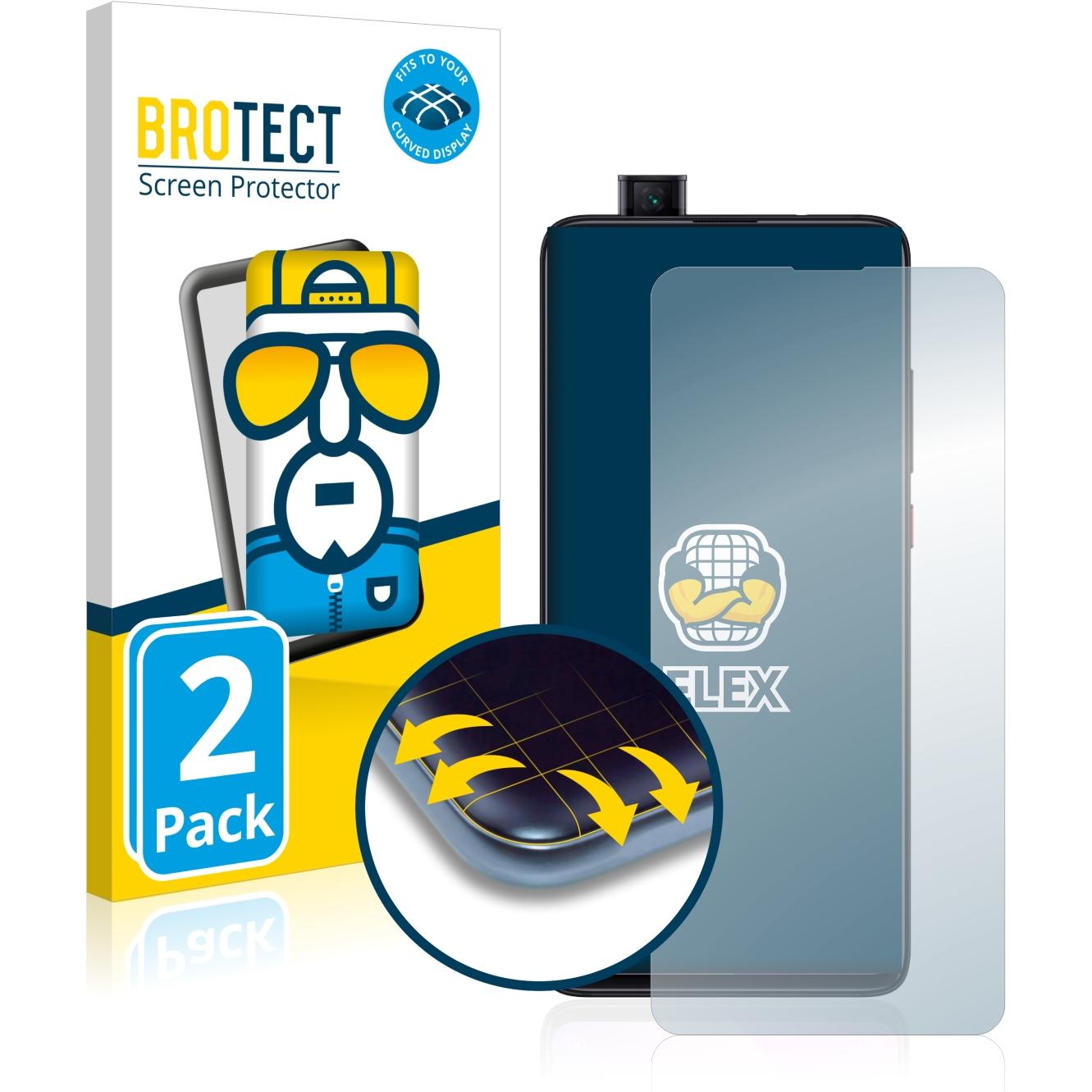 BROTECT Full-Cover Displayschutz (2 Stück, Xiaomi Mi 9T Pro), Smartphone Schutzfolie, Transparent