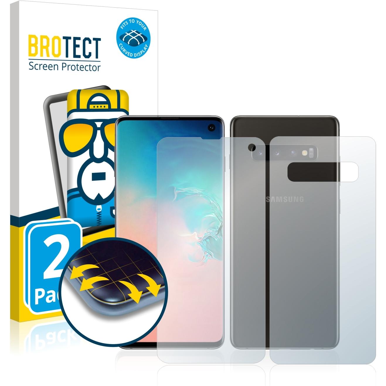 BROTECT Full-Cover Displayschutz (2 Stück, Samsung Galaxy S10), Smartphone Schutzfolie, Transparent