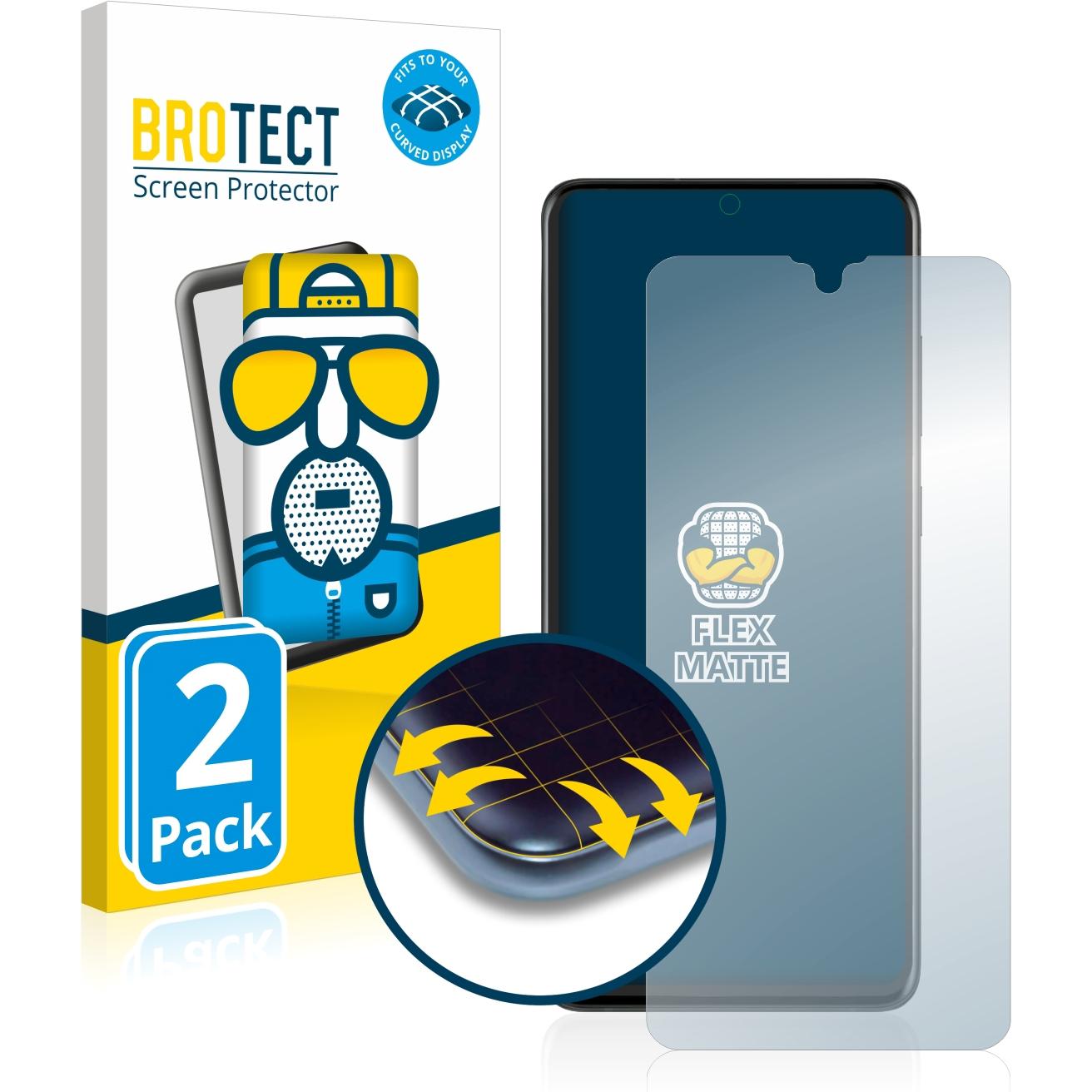 BROTECT Full-Cover Displayschutz Matt (2 Stück, Samsung Galaxy S20 Ultra), Smartphone Schutzfolie, Grau