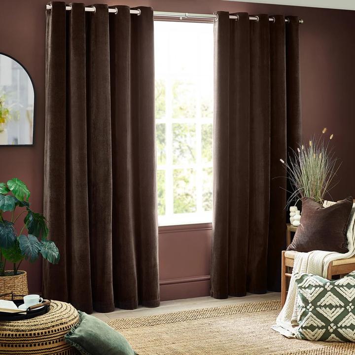 Actual product image Yard Chenille Velvet Eyelet Curtains (229 x 229 cm)