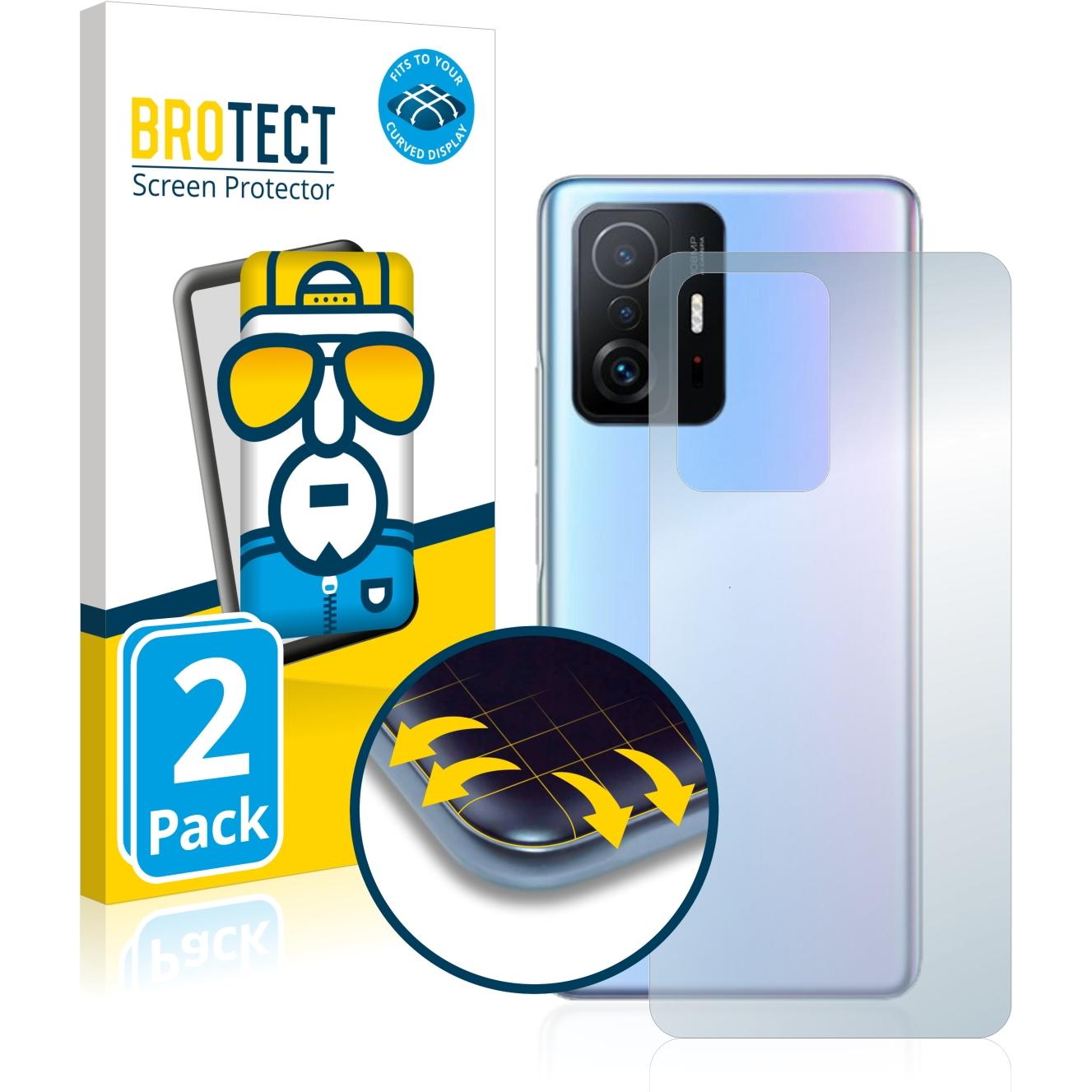 BROTECT Full-Cover Displayschutz (2 Stück, Xiaomi 11T Pro), Smartphone Schutzfolie, Transparent
