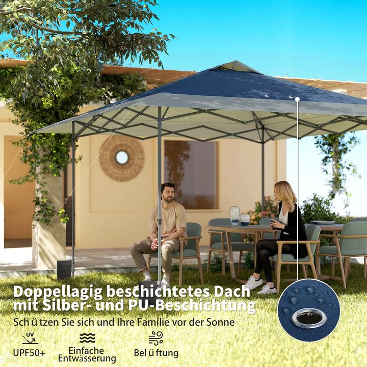 Actual product image Outsunny Faltpavillon Oxford-Gewebe, Metall Dunkelblau+Hellgrau (395 cm, 395 cm)