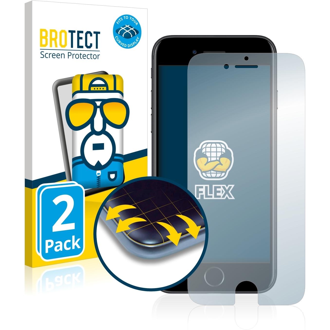 BROTECT Full-Cover Displayschutz (2 Stück, Apple iPhone 7), Smartphone Schutzfolie, Transparent