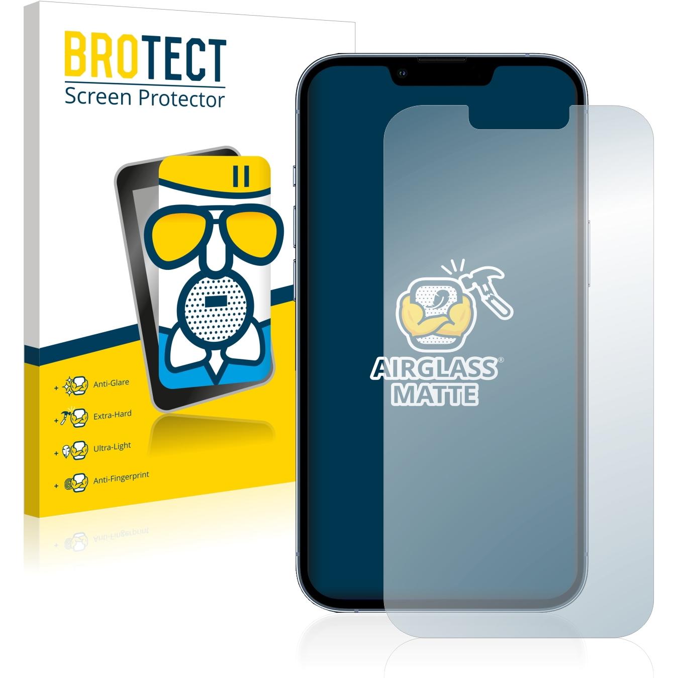 BROTECT AirGlass Panzerglasfolie Matt (1 Stück, Apple iPhone 13 Pro), Smartphone Schutzfolie, Grau