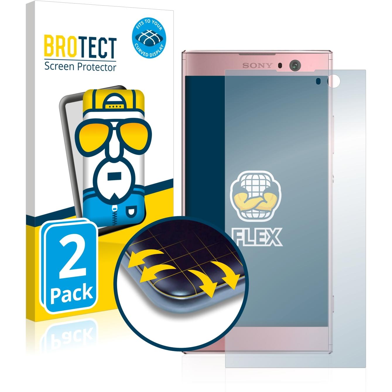 BROTECT Full-Cover Displayschutz (2 Stück, Sony Xperia XA2), Smartphone Schutzfolie, Transparent