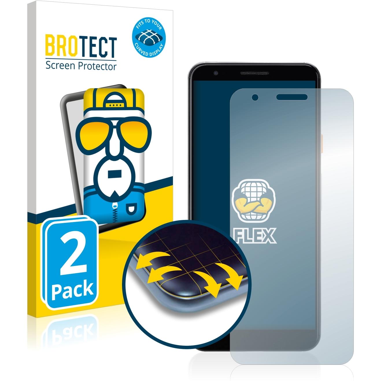 BROTECT Full-Cover Displayschutz (2 Stück, Google Pixel 3a), Smartphone Schutzfolie, Transparent