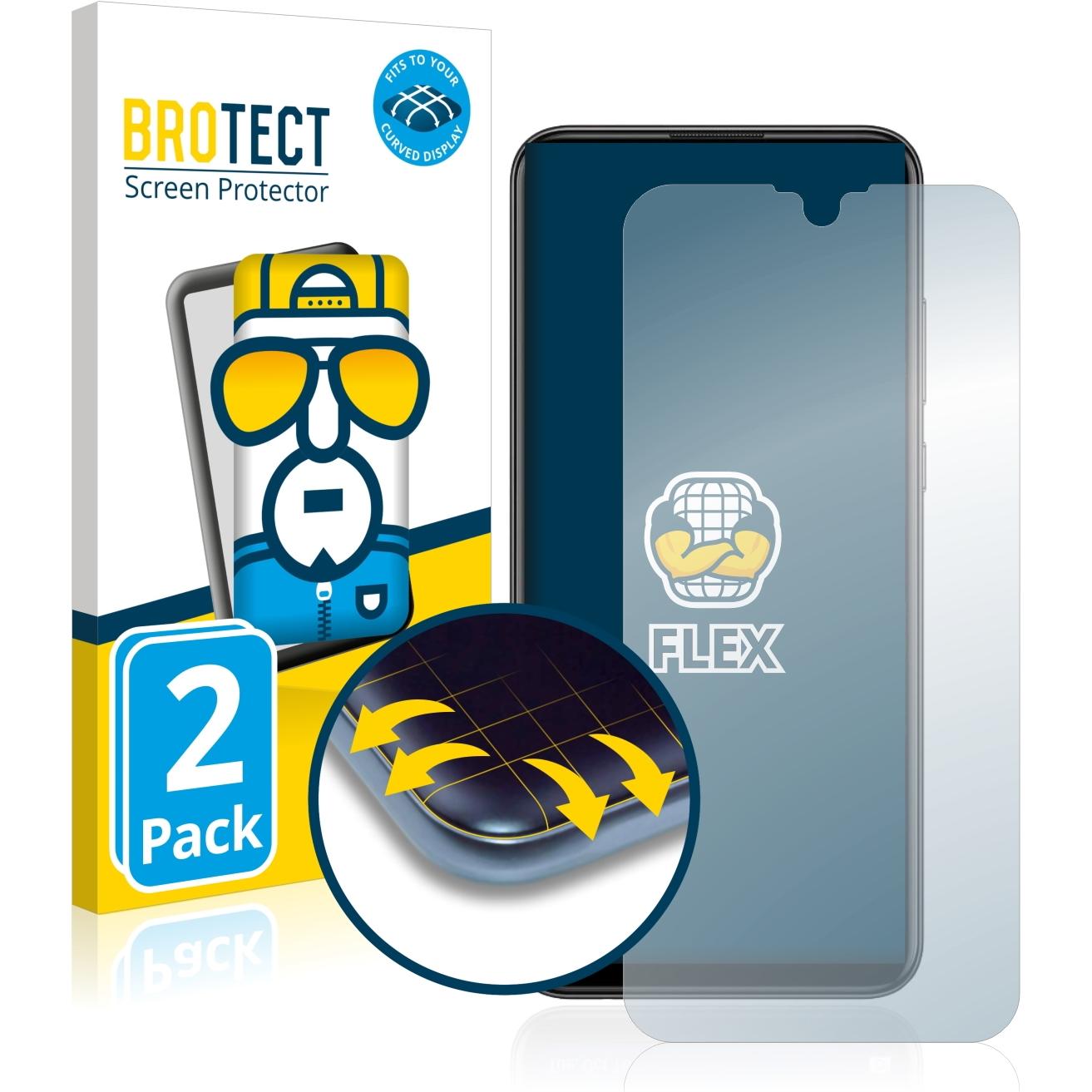 BROTECT Full-Cover Displayschutz (2 Stück, Huawei P Smart (2019)), Smartphone Schutzfolie, Transparent