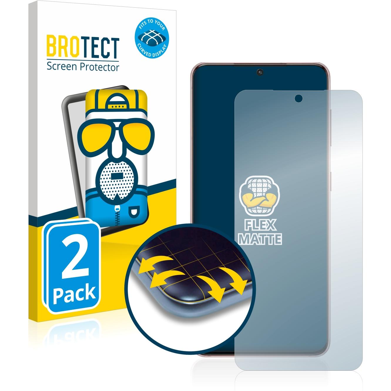BROTECT Full-Cover Displayschutz Matt (2 Stück, Samsung Galaxy S21 5G), Smartphone Schutzfolie, Grau