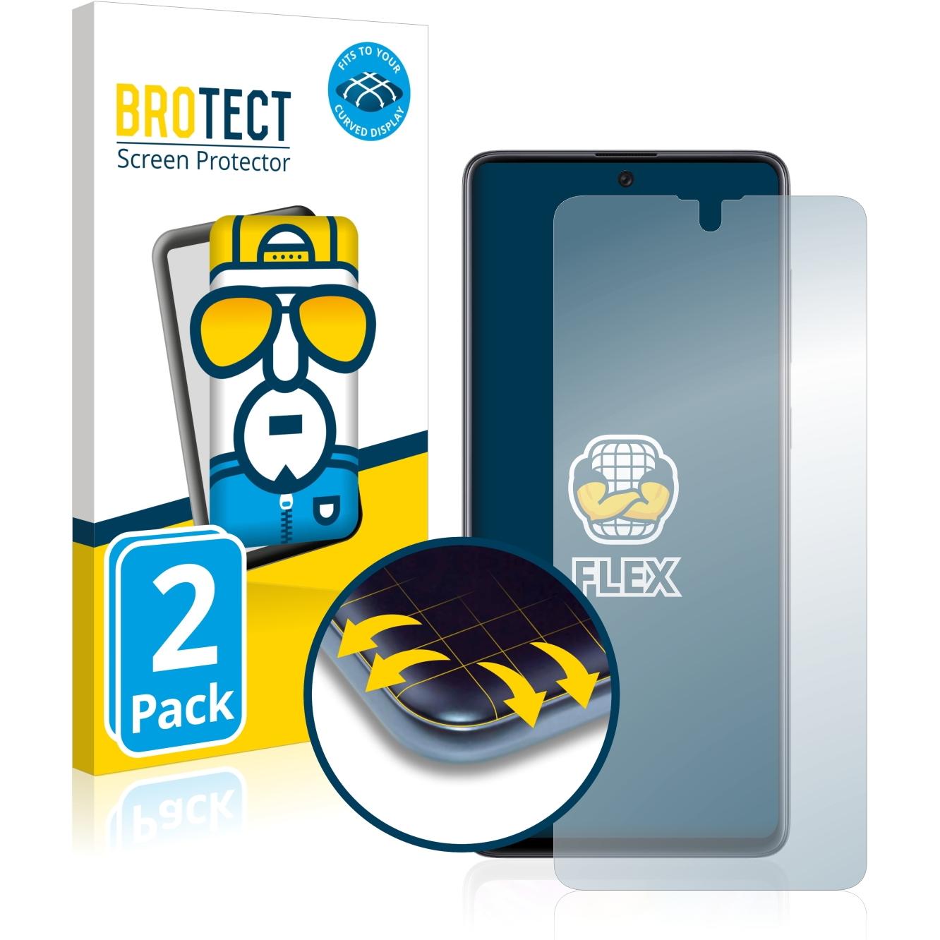 BROTECT Full-Cover Displayschutz (2 Stück, Samsung Galaxy A71), Smartphone Schutzfolie, Transparent
