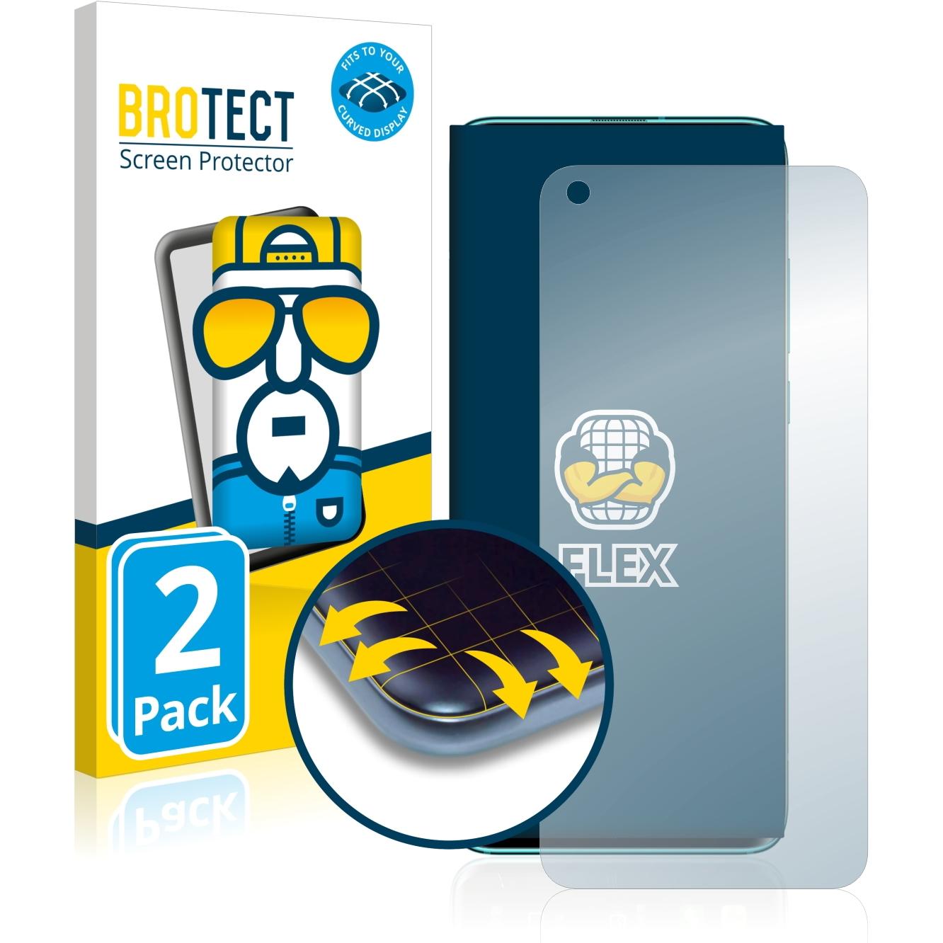 BROTECT Full-Cover Displayschutz (2 Stück, Xiaomi Mi 10), Smartphone Schutzfolie, Transparent