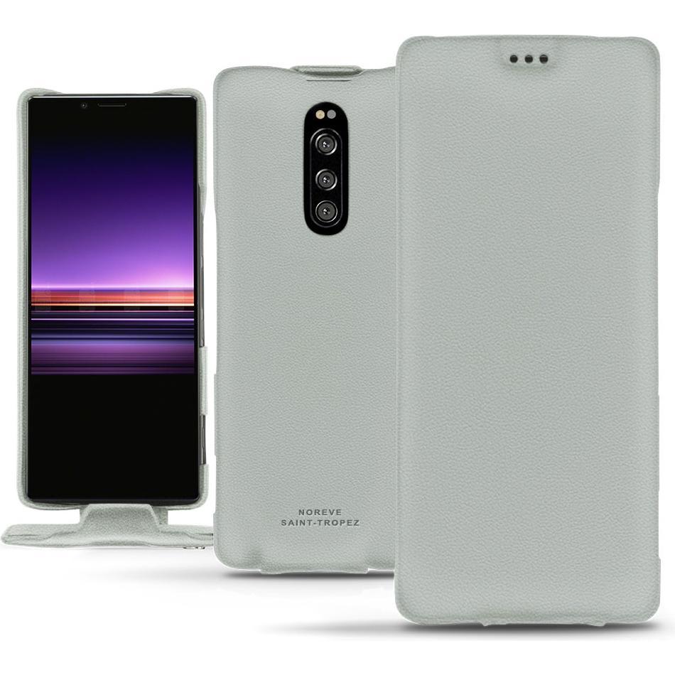 Noreve Lederschutzhülle vertikal (Sony Xperia 1), Smartphone Hülle, Grau