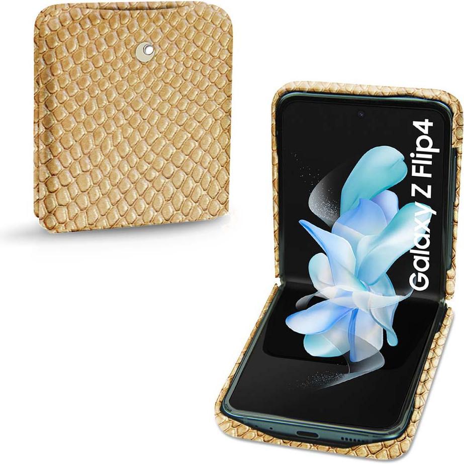 Noreve Lederschutzhülle Samsung Galaxy Z Flip4 (Samsung Galaxy Z Flip4), Smartphone Hülle, Beige