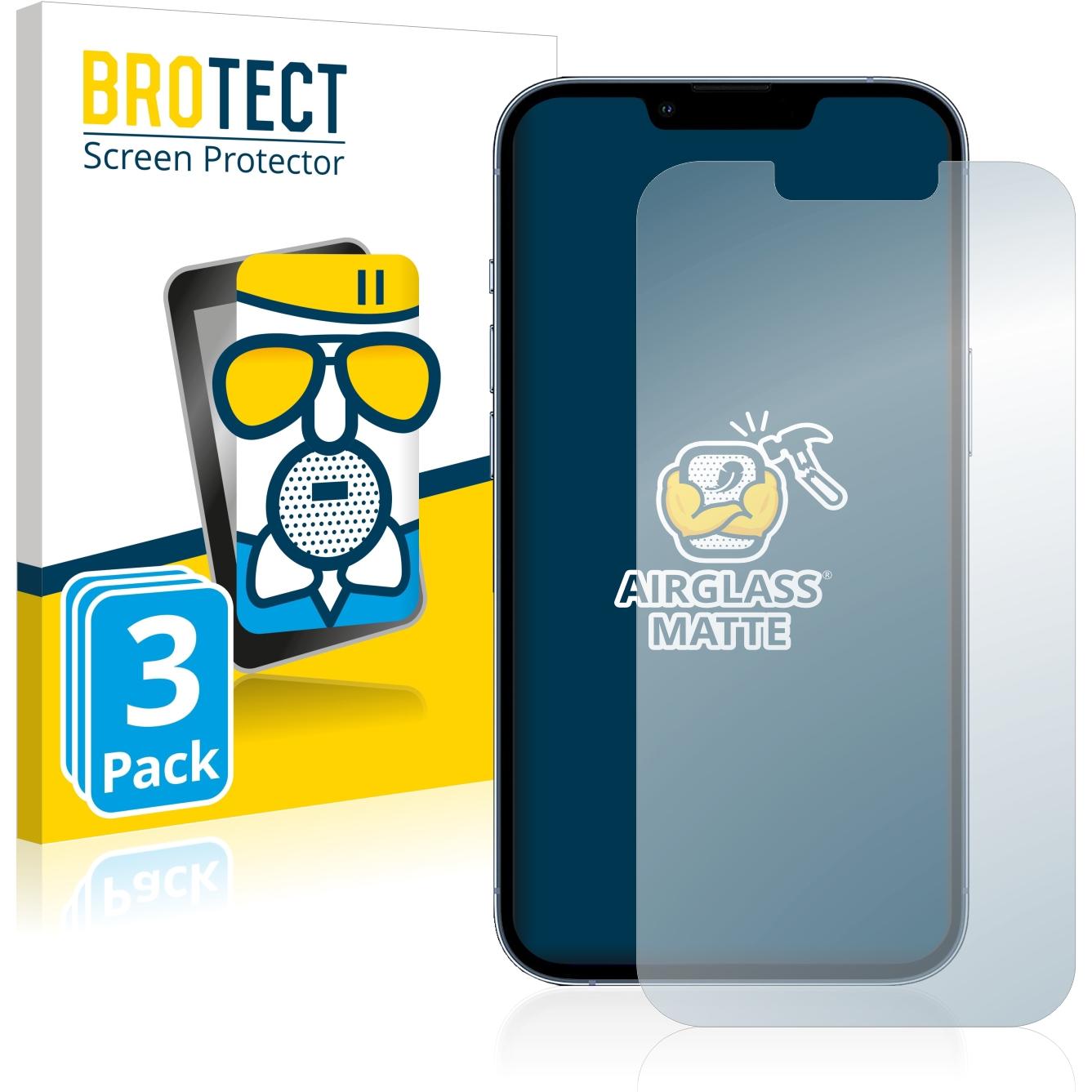 BROTECT AirGlass Panzerglasfolie Matt (1 Stück, Apple iPhone 13 Pro), Smartphone Schutzfolie, Grau