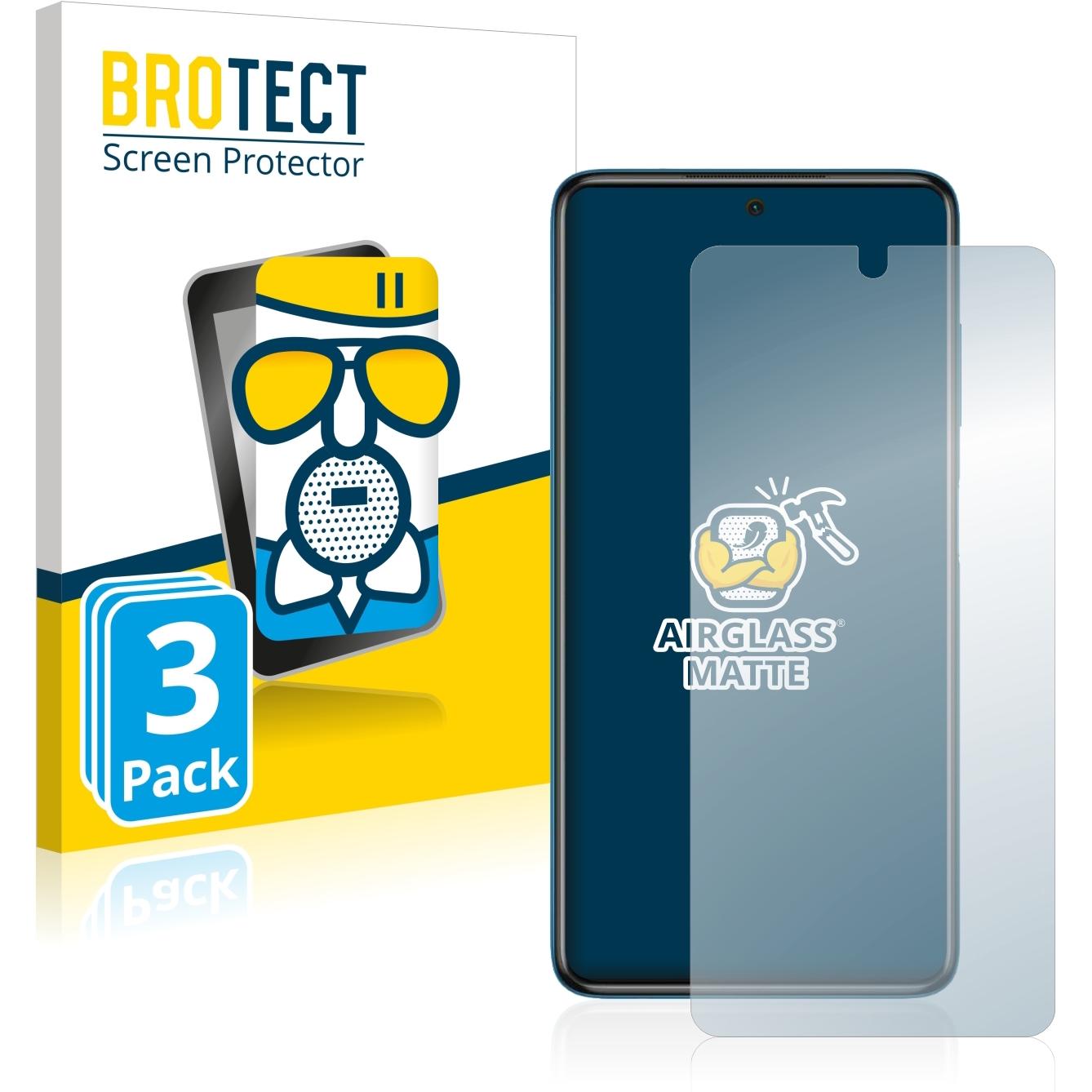 BROTECT AirGlass Panzerglasfolie Matt (3 Stück, Xiaomi Poco X3 Pro), Smartphone Schutzfolie, Grau