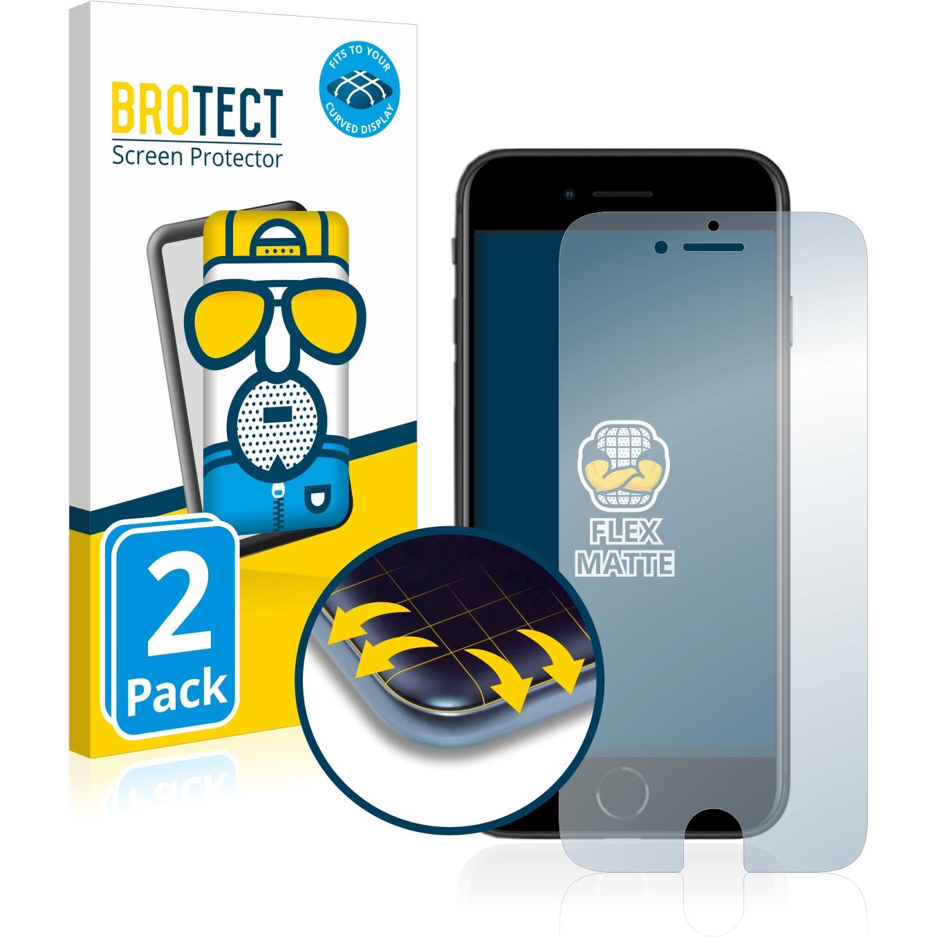 BROTECT Full-Cover Displayschutz Matt (2 Stück, Apple iPhone SE), Smartphone Schutzfolie, Grau