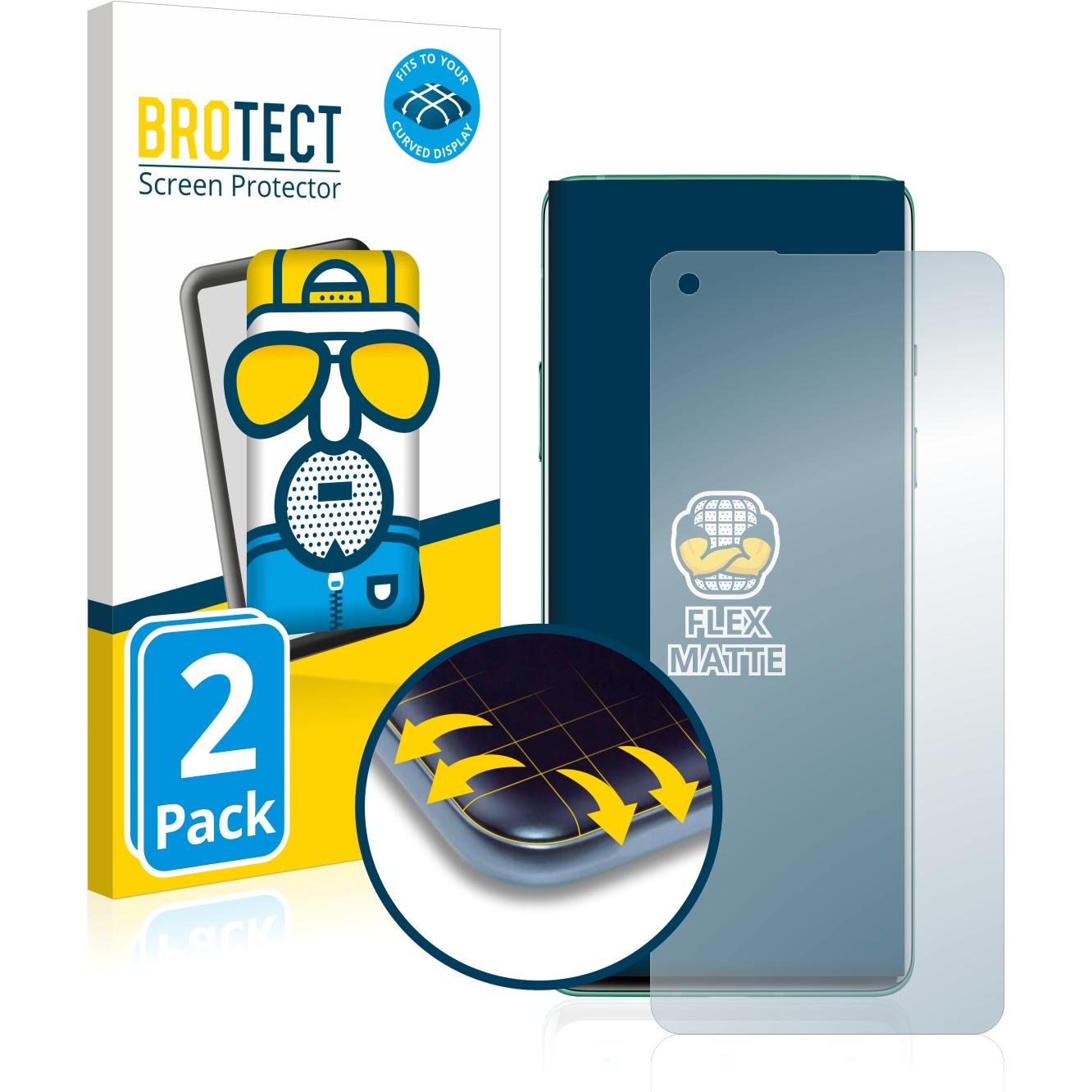 BROTECT Full-Cover Displayschutz Matt (2 Stück, Oneplus 8), Smartphone Schutzfolie, Grau