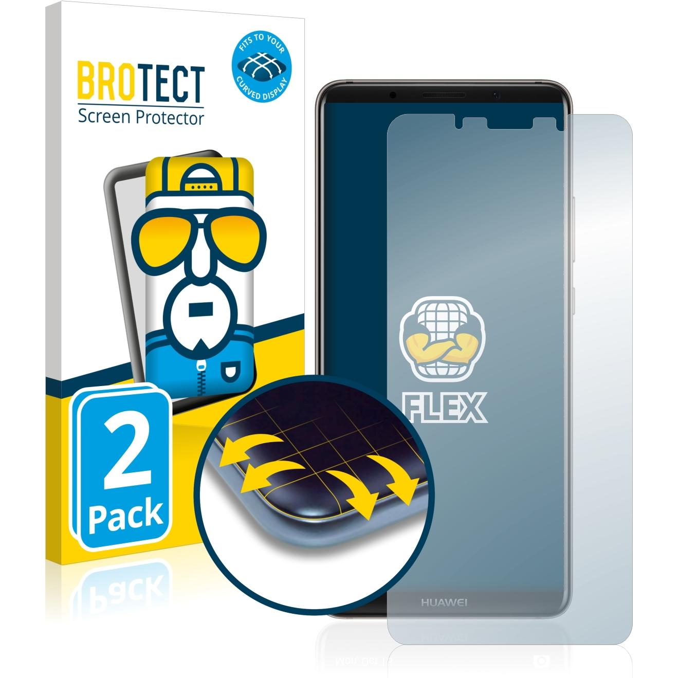 BROTECT Full-Cover Displayschutz (2 Stück, Huawei Mate 10 Pro), Smartphone Schutzfolie, Transparent