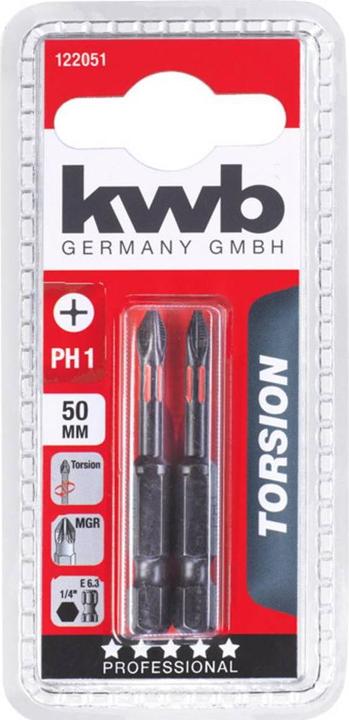 Image du produit kwb 122051 Embout hexagonal PH 1 acier 2 pces (PH1)
