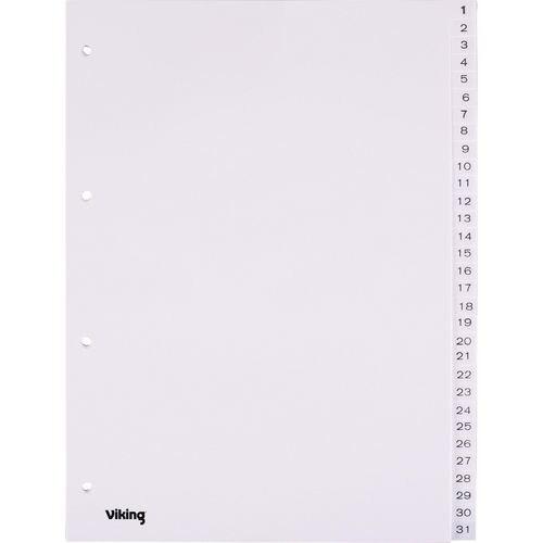 Office Depot, Ordner Zubehör, Register A4 Weiss 31-teilig 4-fach Polypropylen