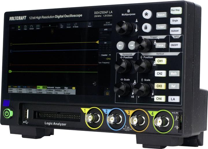 Produktbild Voltcraft DOV2504F LA Digital-Oszilloskop 250 MHz 4-Kanal 1.25 GSa/s 100 Mpts 1 (CAT II)
