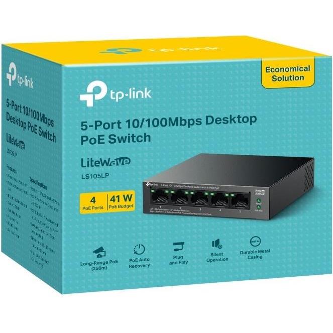 Thumbnail - TP-Link LS105LP (5 Ports), Netzwerk Switch, Schwarz
