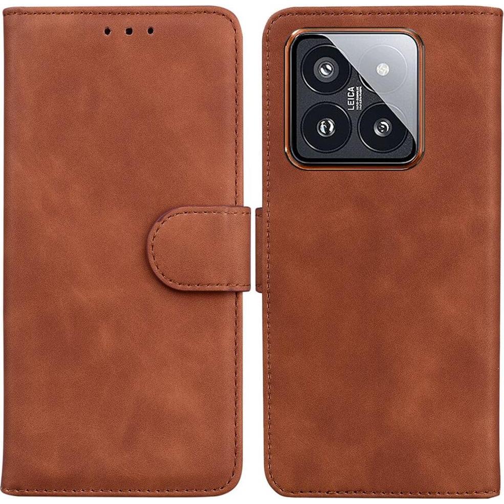 Cover-Discount Xiaomi 14 Pro - Solide Leder Etui Hülle (Xiaomi 14 Pro), Smartphone Hülle, Braun