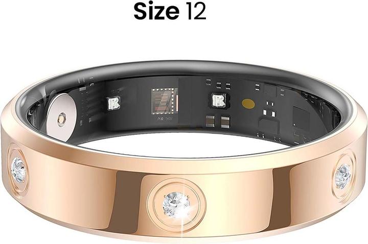 Actual product image Avizar Smart Ring Grösse 12 Venus Strass mit Ladeetui (12, Gold)