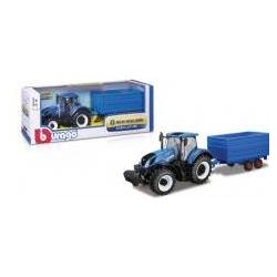 No Name New Holland T7.315 mit Anhängern und Ballen