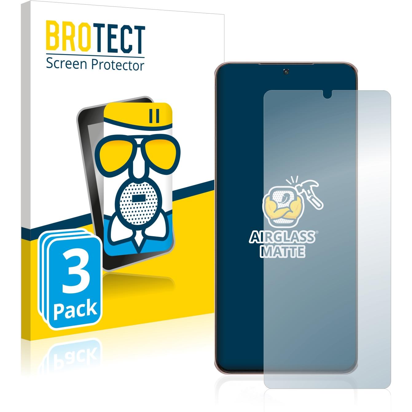 BROTECT AirGlass Panzerglasfolie Matt (3 Stück, Samsung Galaxy S21), Smartphone Schutzfolie, Grau