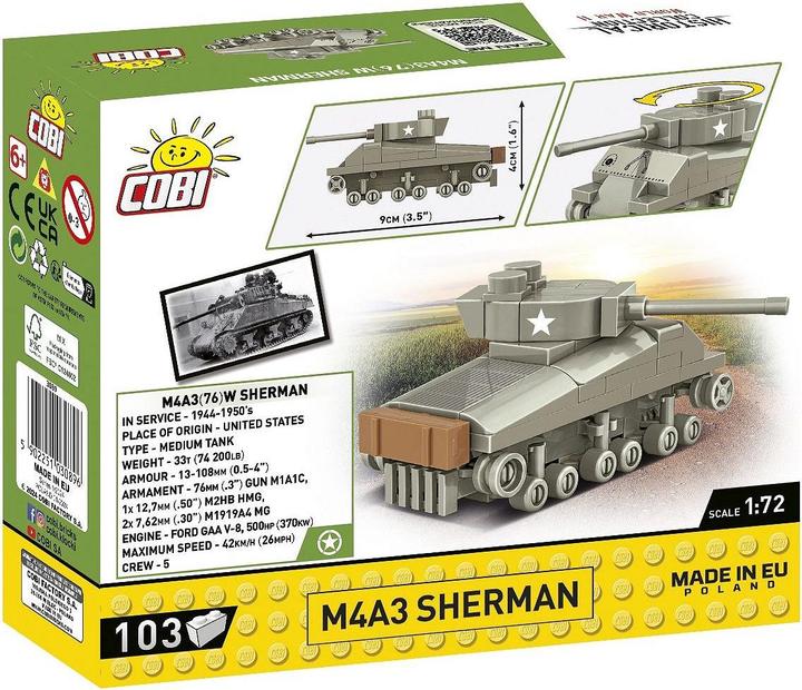 Produktbild Cobi 3089 - 103 PCS HC WWII /3089/ SHERMAN M4A3