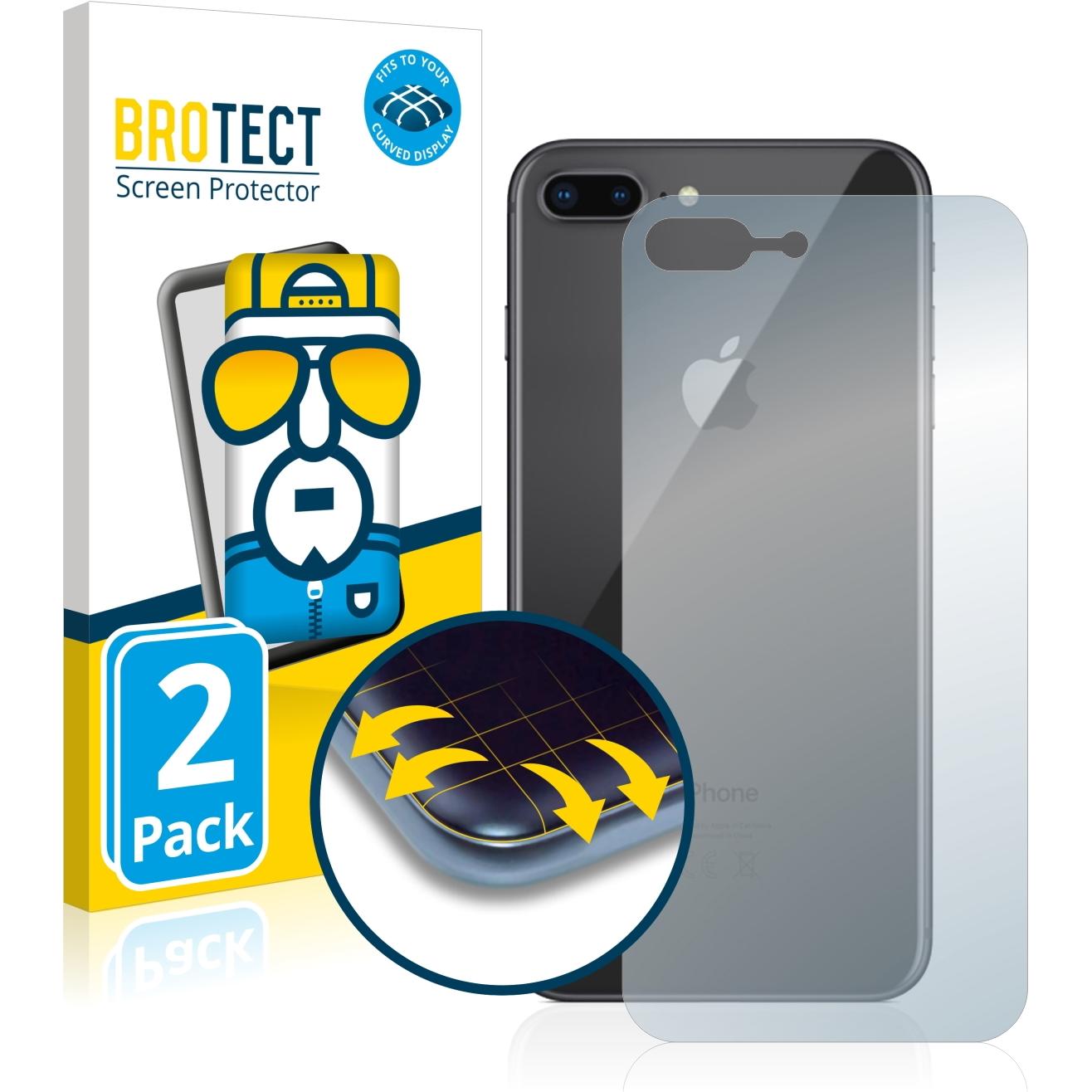 BROTECT Full-Cover Displayschutz (2 Stück, Apple iPhone 8 Plus), Smartphone Schutzfolie, Transparent