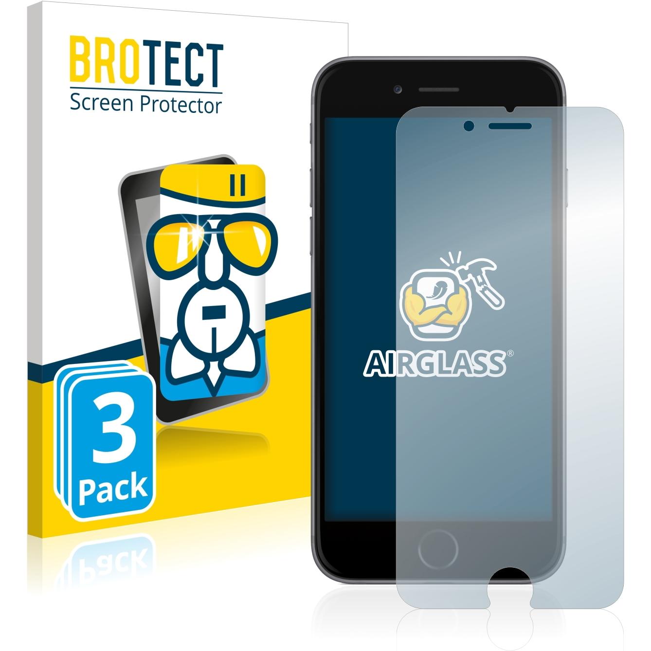 BROTECT AirGlass Panzerglasfolie (3 Stück, Apple iPhone 6), Smartphone Schutzfolie, Transparent
