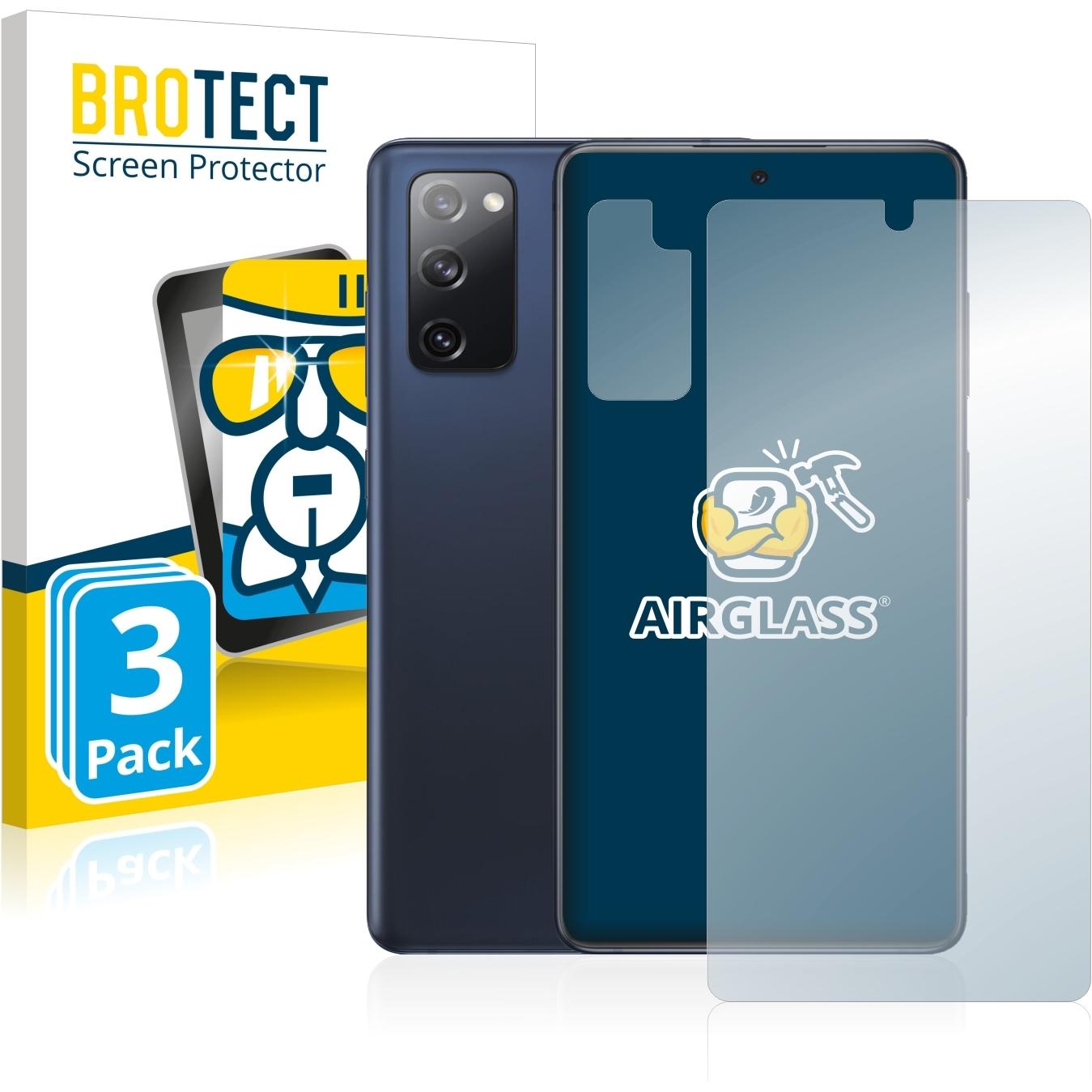 BROTECT AirGlass Panzerglasfolie (3 Stück, Samsung Galaxy S20 FE), Smartphone Schutzfolie, Transparent