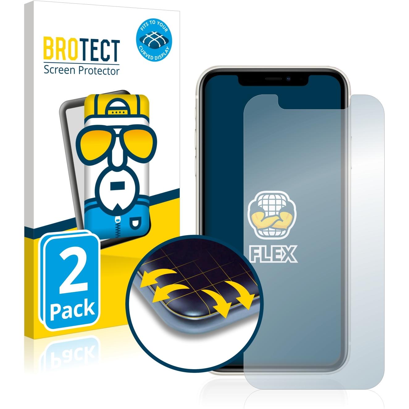 BROTECT Full-Cover Displayschutz (2 Stück, Apple iPhone 11), Smartphone Schutzfolie, Transparent