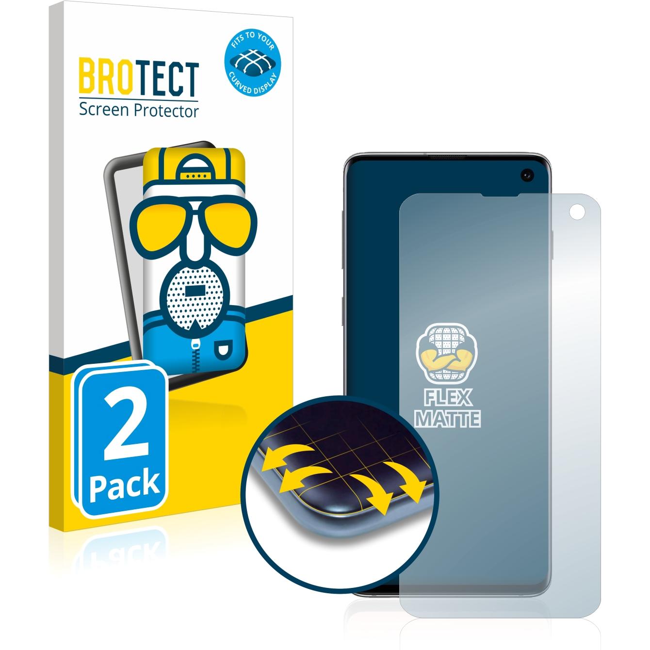 BROTECT Full-Cover Displayschutz Matt (2 Stück, Samsung Galaxy S10), Smartphone Schutzfolie, Grau